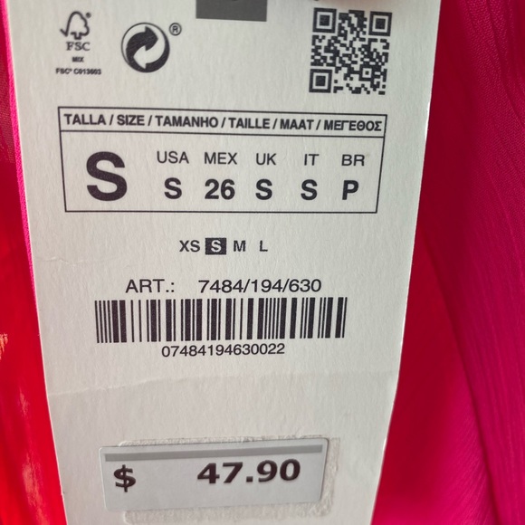 New with Tags Zara Back Tie Blouse in Fuchsia - Picture 7 of 8